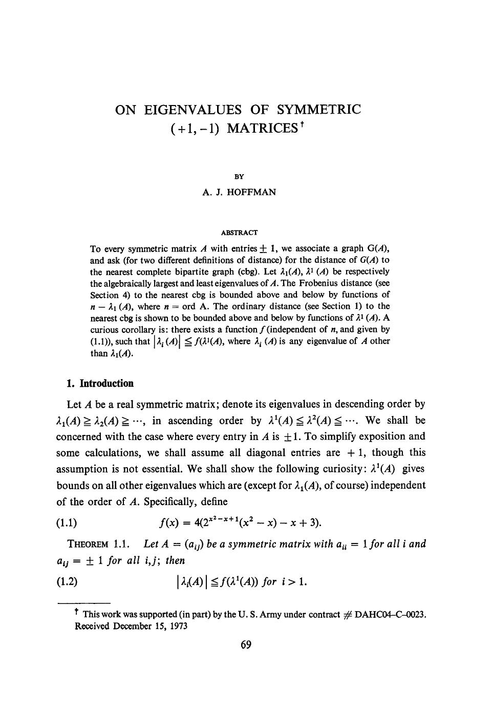 On eigenvalues of symmetric (+1, −1) matrices by Unknown