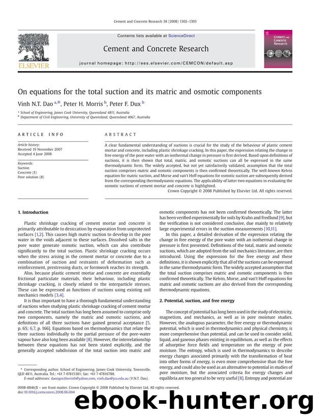 On equations for the total suction and its matric and osmotic components by Vinh N.T. Dao; Peter H. Morris; Peter F. Dux