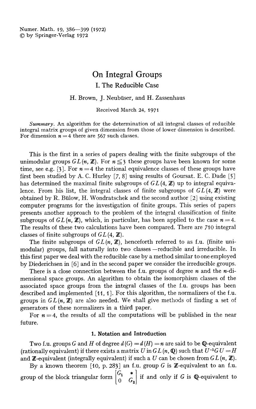 On integral groups by Unknown