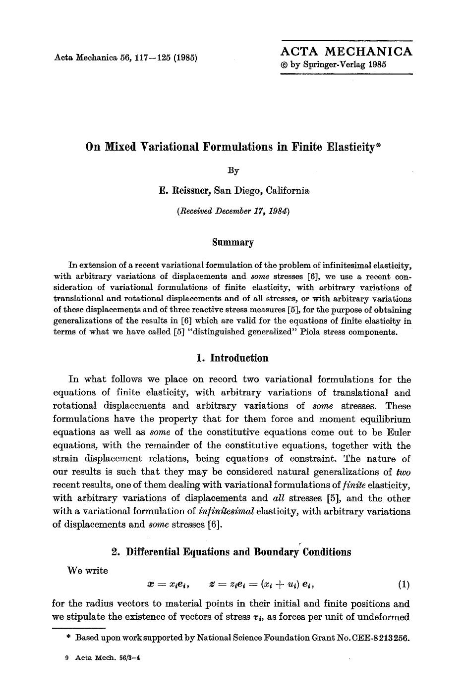 On mixed variational formulations in finite elasticity by Unknown