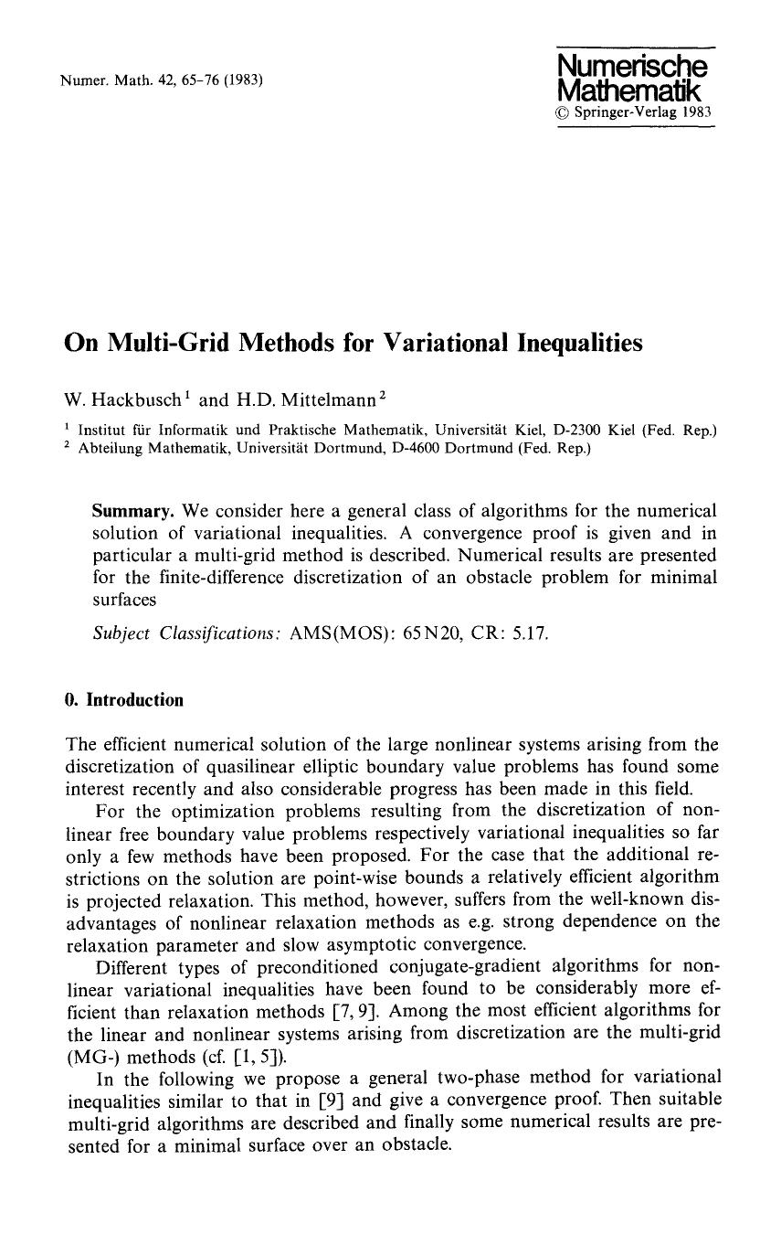 On multi-grid methods for variational inequalities by Unknown