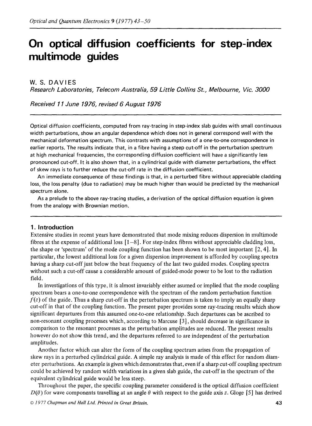 On optical diffusion coefficients for step-index multimode guides by Unknown