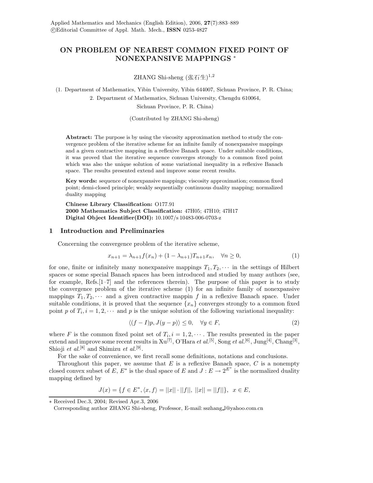 On problem of nearest common fixed point of nonexpansive mappings by Unknown