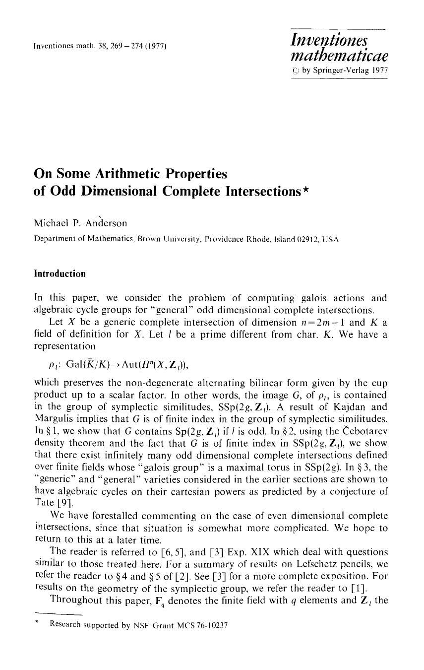 On some arithmetic properties of odd dimensional complete intersections by Unknown
