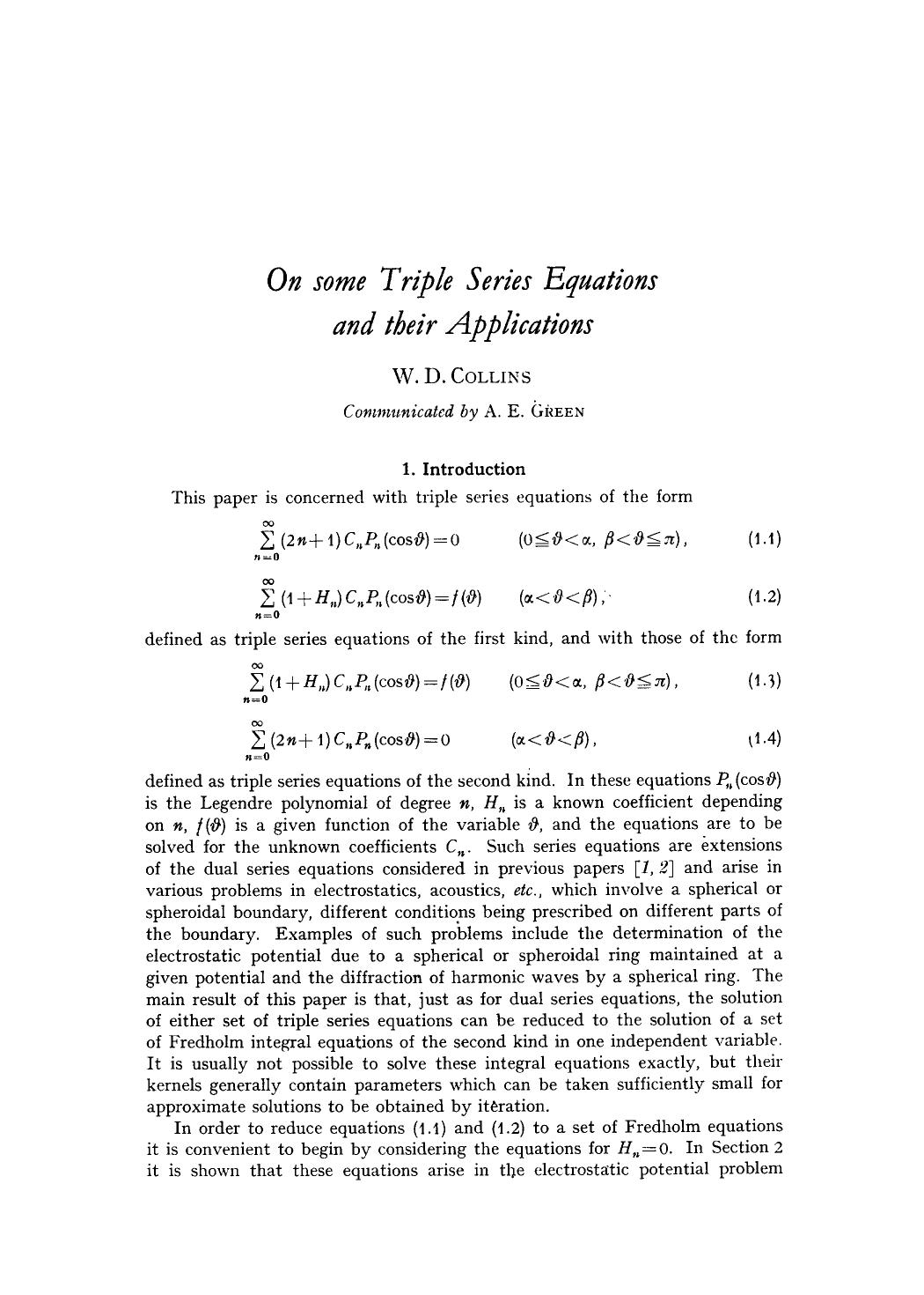 On some triple series equations and their applications by Unknown