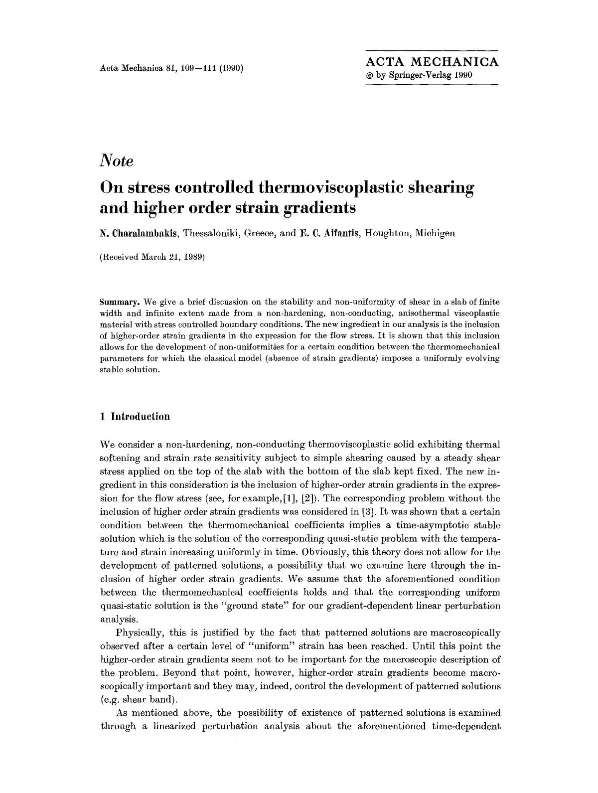 On stress controlled thermoviscoplastic shearing and higher order strain gradients by Unknown