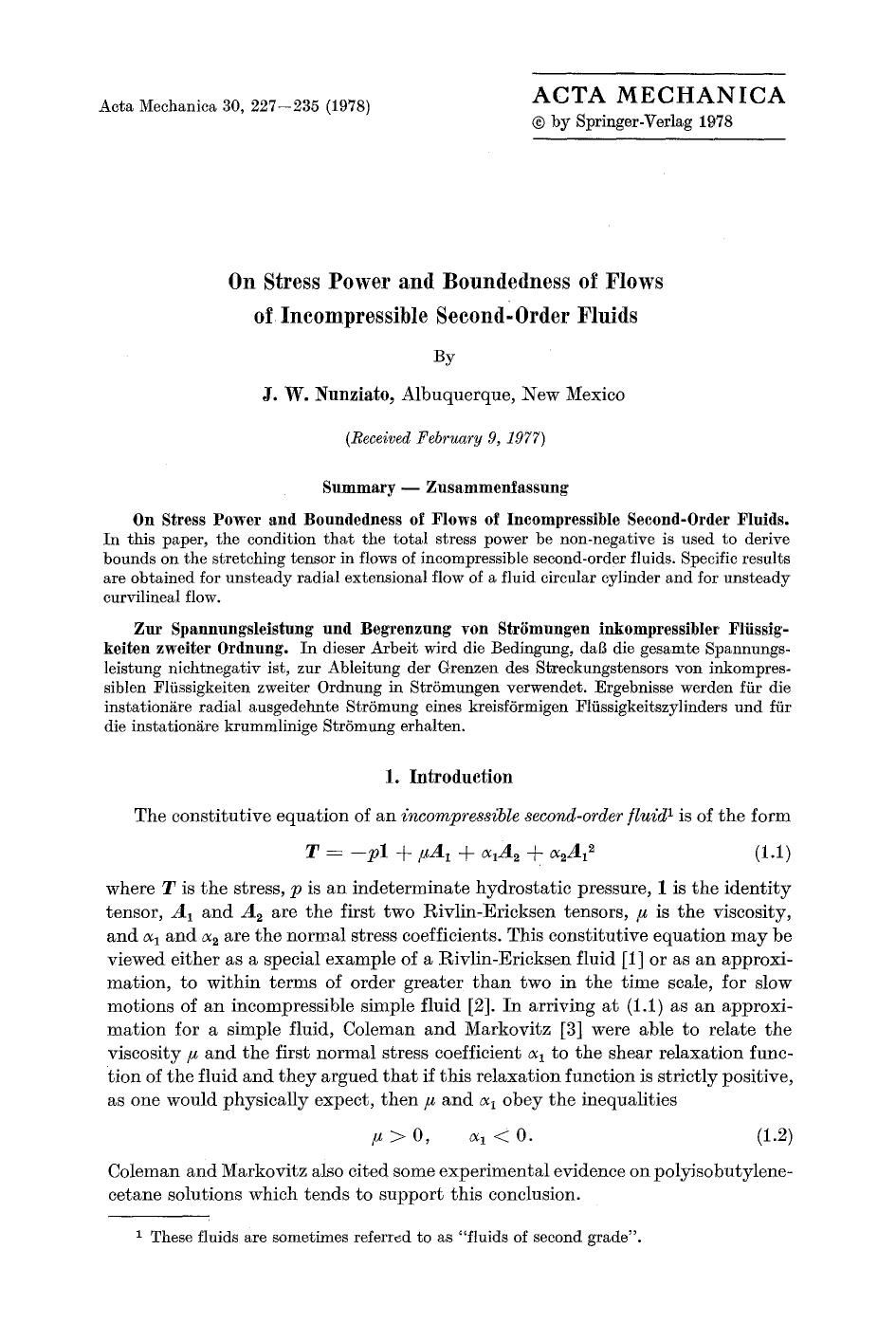 On stress power and boundedness of flows of incompressible second-order fluids by Unknown