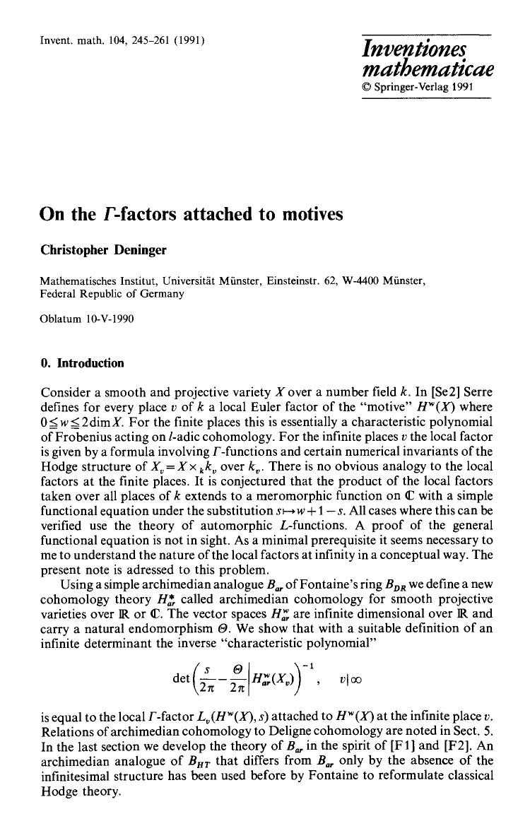 On the Γ-factors attached to motives by Unknown