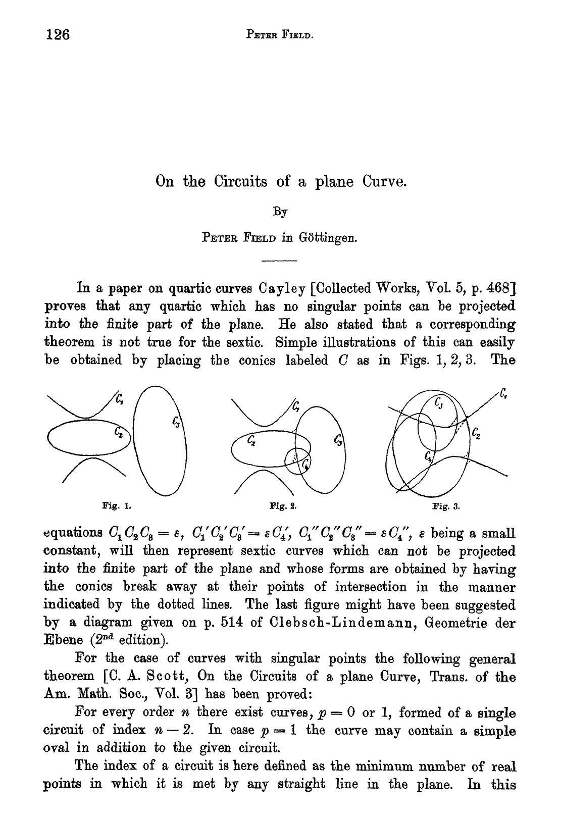 On the Circuits of a plane Curve by Unknown