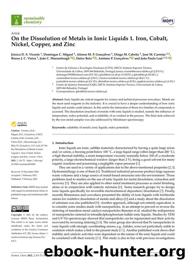 On the Dissolution of Metals in Ionic Liquids 1. Iron, Cobalt, Nickel, Copper, and Zinc by unknow