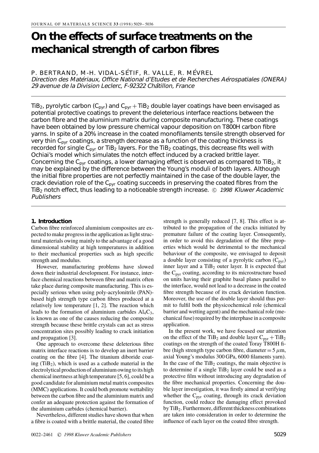 On the Effects of Surface Treatments on the Mechanical Strength of Carbon Fibres by Unknown
