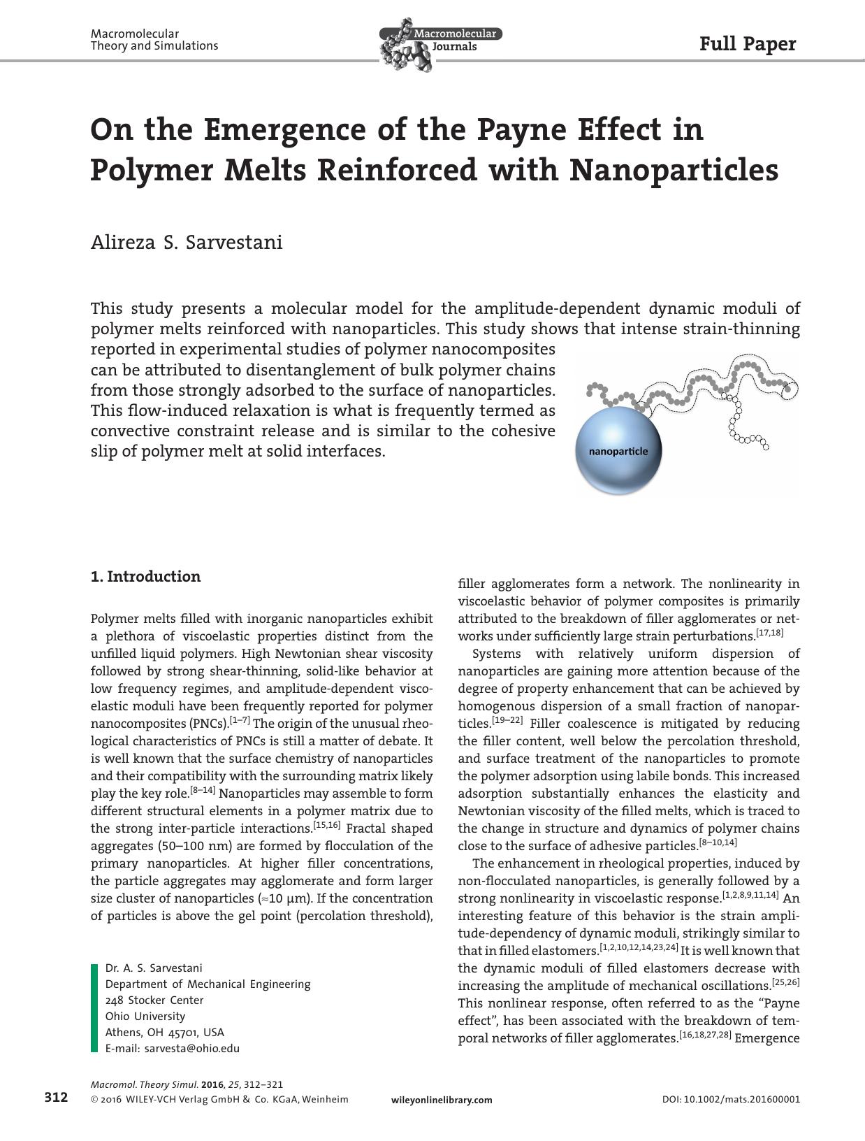 On the Emergence of the Payne Effect in Polymer Melts Reinforced with Nanoparticles by Unknown