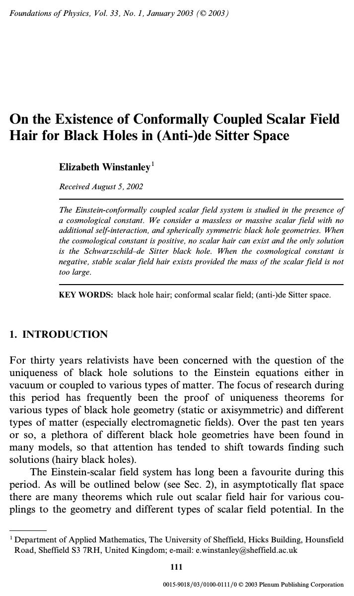 On the Existence of Conformally Coupled Scalar Field Hair for Black Holes in (Anti-)de Sitter Space by Unknown