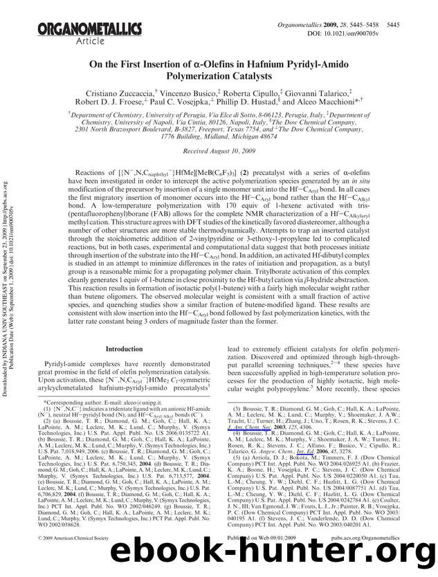 On the First Insertion of Î±-Olefins in Hafnium Pyridyl-Amido Polymerization Catalysts by unknow