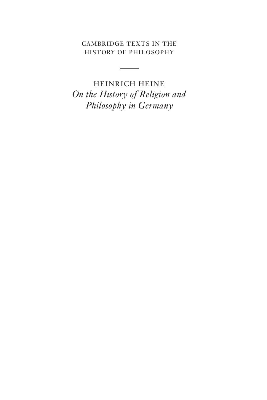 On the History of Religion and Philosophy in Germany by Heinrich Heine; Terry Pinkard (ed.)