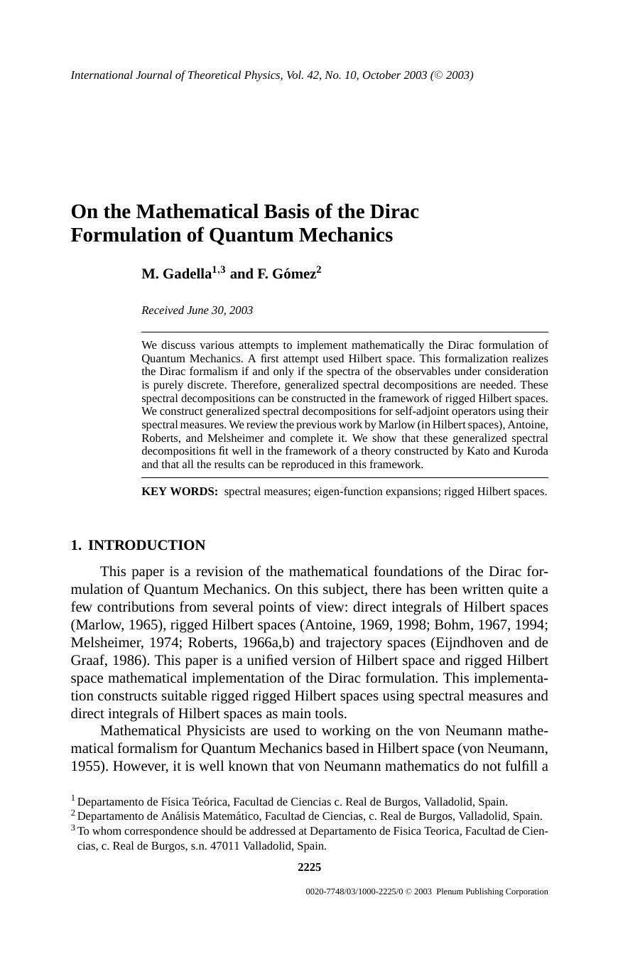On the Mathematical Basis of the Dirac Formulation of Quantum Mechanics by Unknown