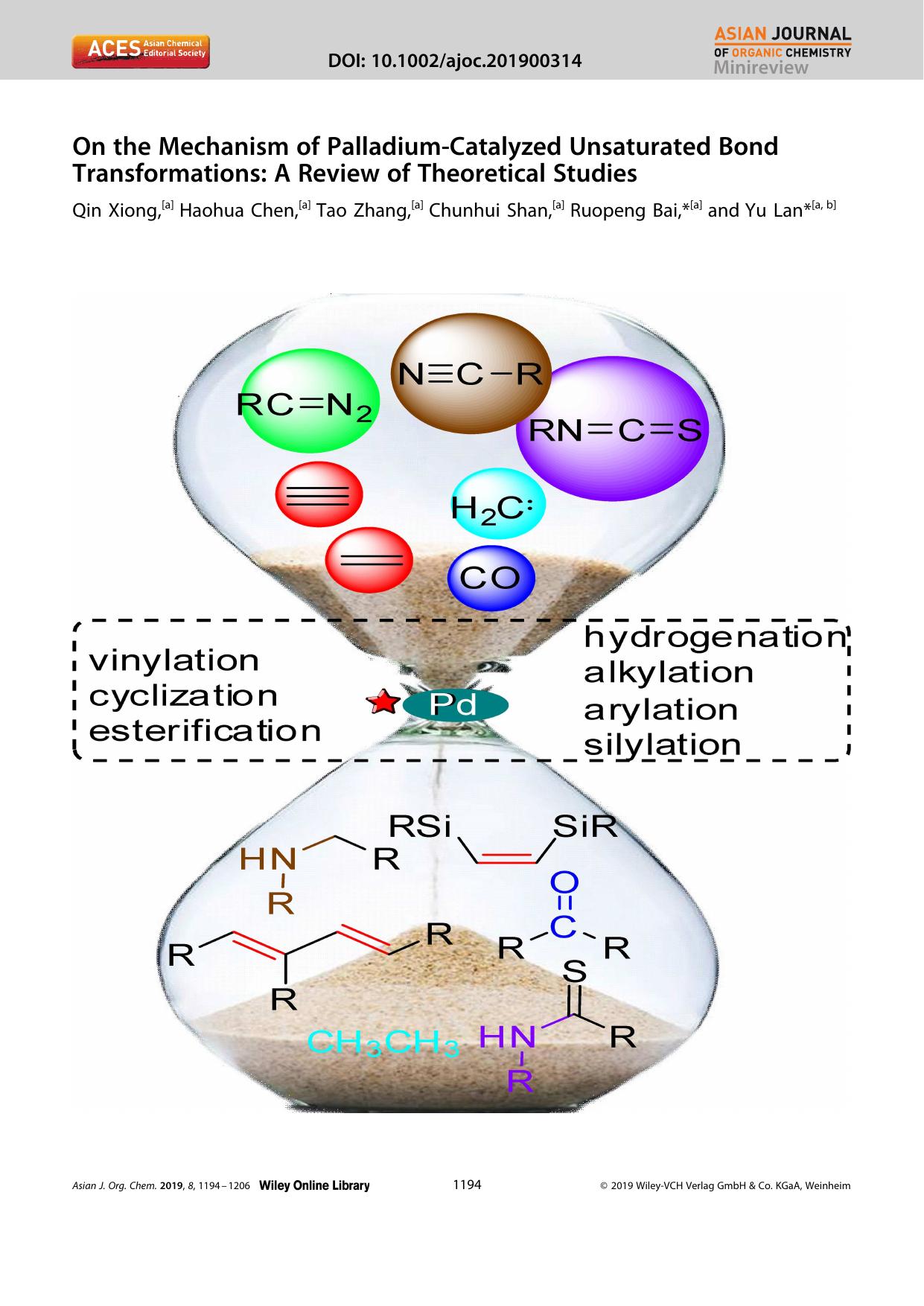 On the Mechanism of PalladiumâCatalyzed Unsaturated Bond Transformations: A Review of Theoretical Studies by Unknown