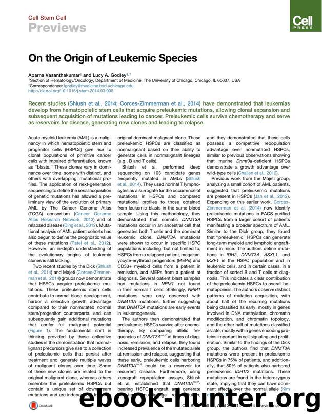 On the Origin of Leukemic Species by Aparna Vasanthakumar & Lucy A. Godley