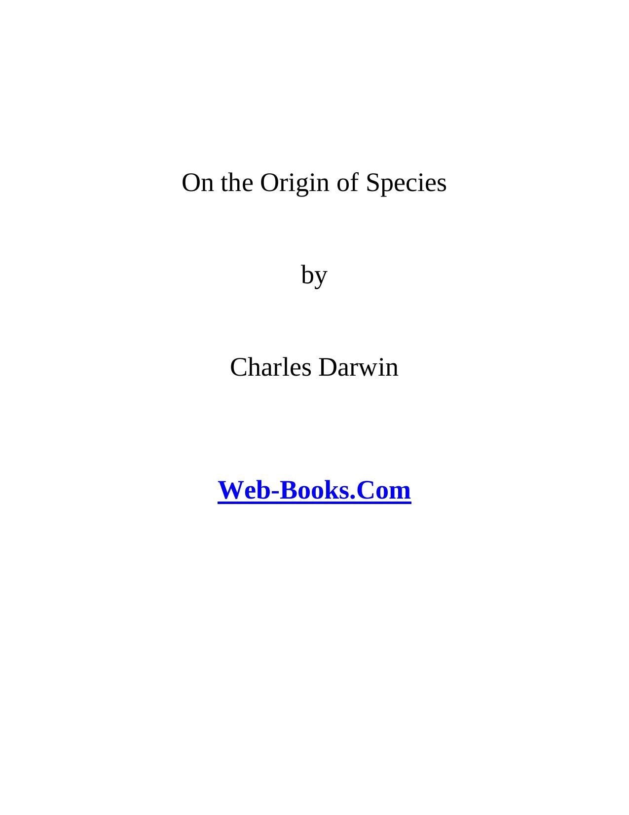 On the Origin of Species by SPG