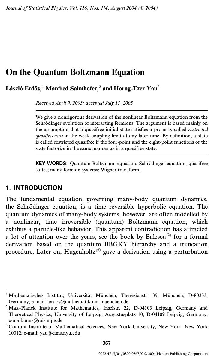 On the Quantum Boltzmann Equation by Unknown