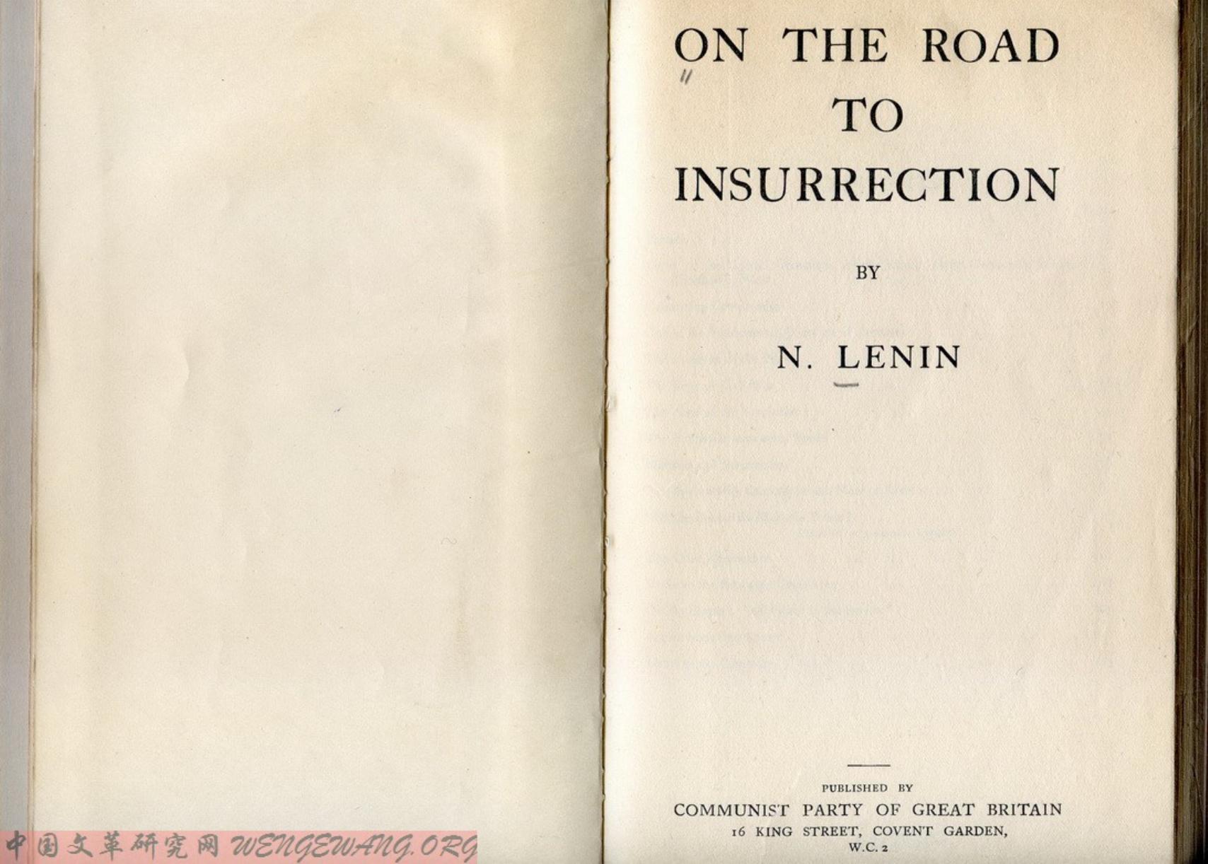 On the Road to Insurrection by N. Lenin