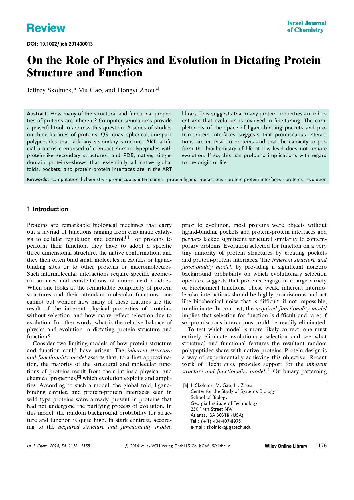 On the Role of Physics and Evolution in Dictating Protein Structure and Function by Unknown