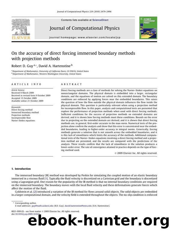 On the accuracy of direct forcing immersed boundary methods with projection methods by Robert D. Guy; David A. Hartenstine