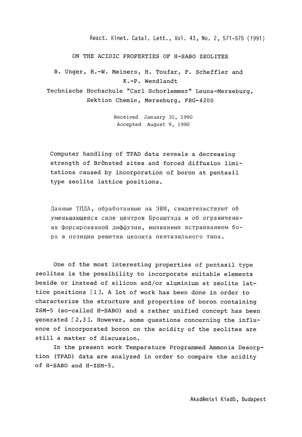 On the acidic properties of H-SABO zeolites by Unknown