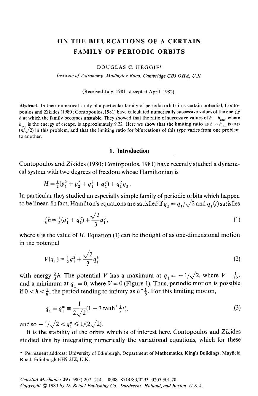 On the bifurcations of a certain family of periodic orbits by Unknown