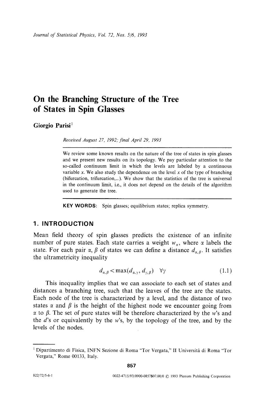 On the branching structure of the tree of states in spin glasses by Unknown
