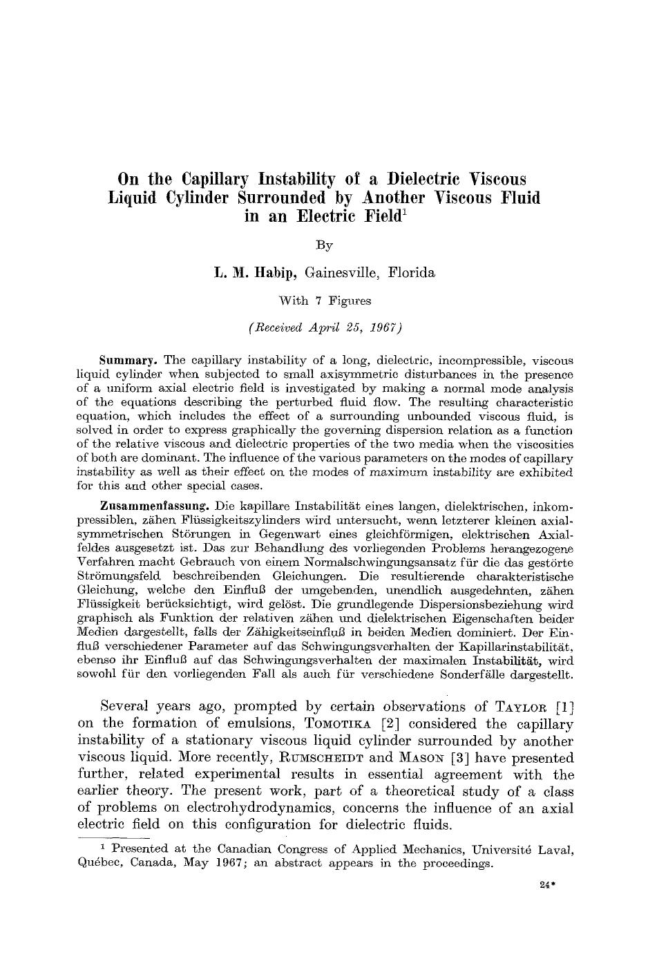 On the capillary instability of a dielectric viscous liquid cylinder surrounded by another viscous fluid in an electric field by Unknown
