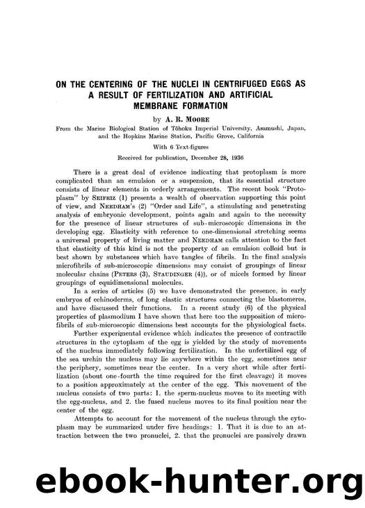 On the centering of the nuclei in centrifuged eggs as a result of fertilization and artificial membrane formation by Unknown