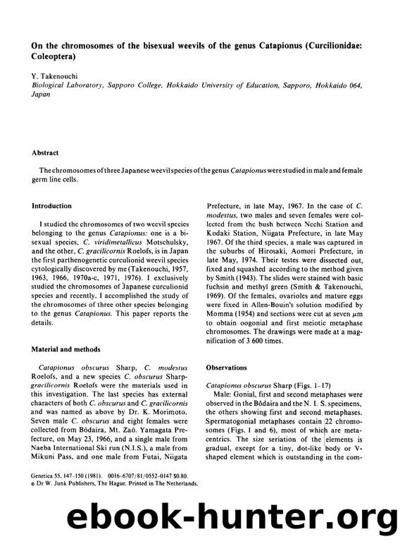 On the chromosomes of the bisexual weevils of the genus Catapionus (Curcilionidae: Coleoptera) by Unknown
