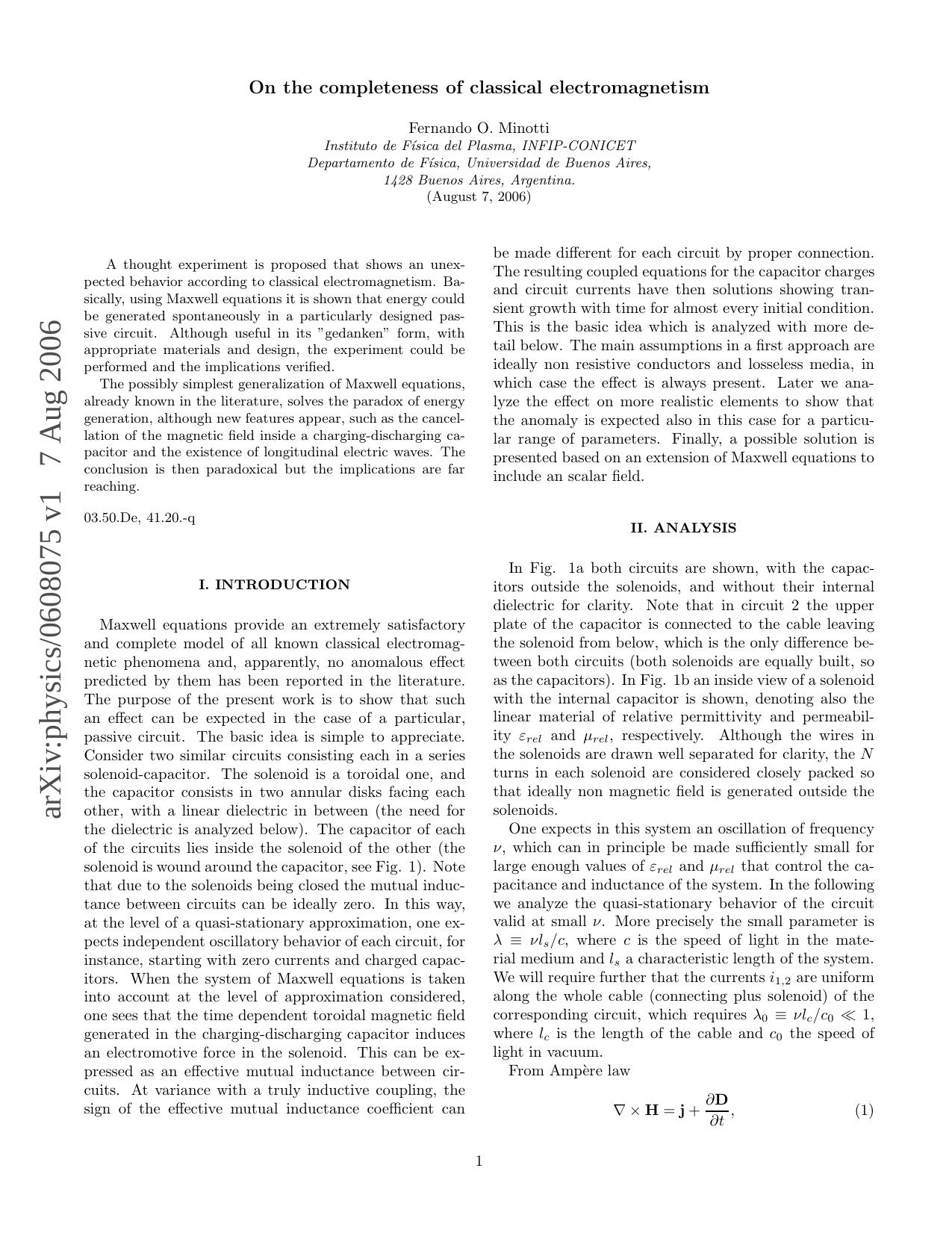 On the completeness of classical electromagnetism by Unknown