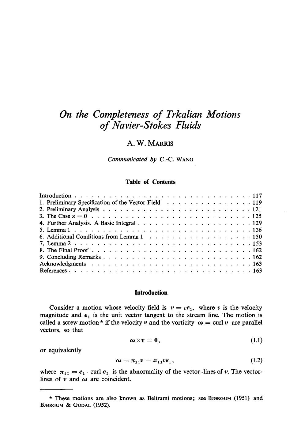 On the completeness of trkalian motions of Navier-Stokes fluids by Unknown