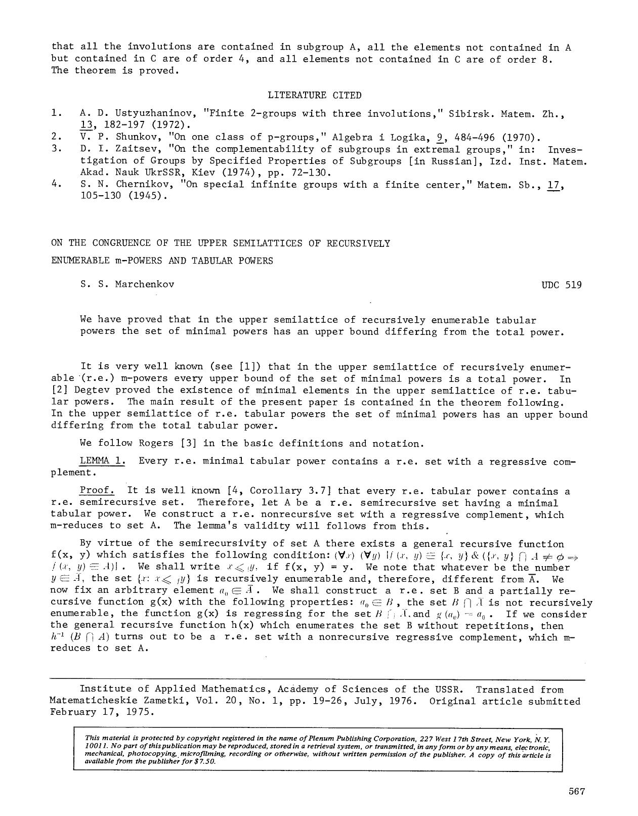 On the congruence of the upper semilattices of recursively enumerable m-powers and tabular powers by Unknown