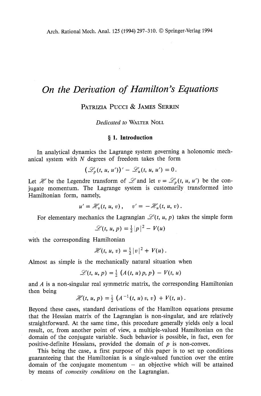 On the derivation of Hamilton's equations by Unknown