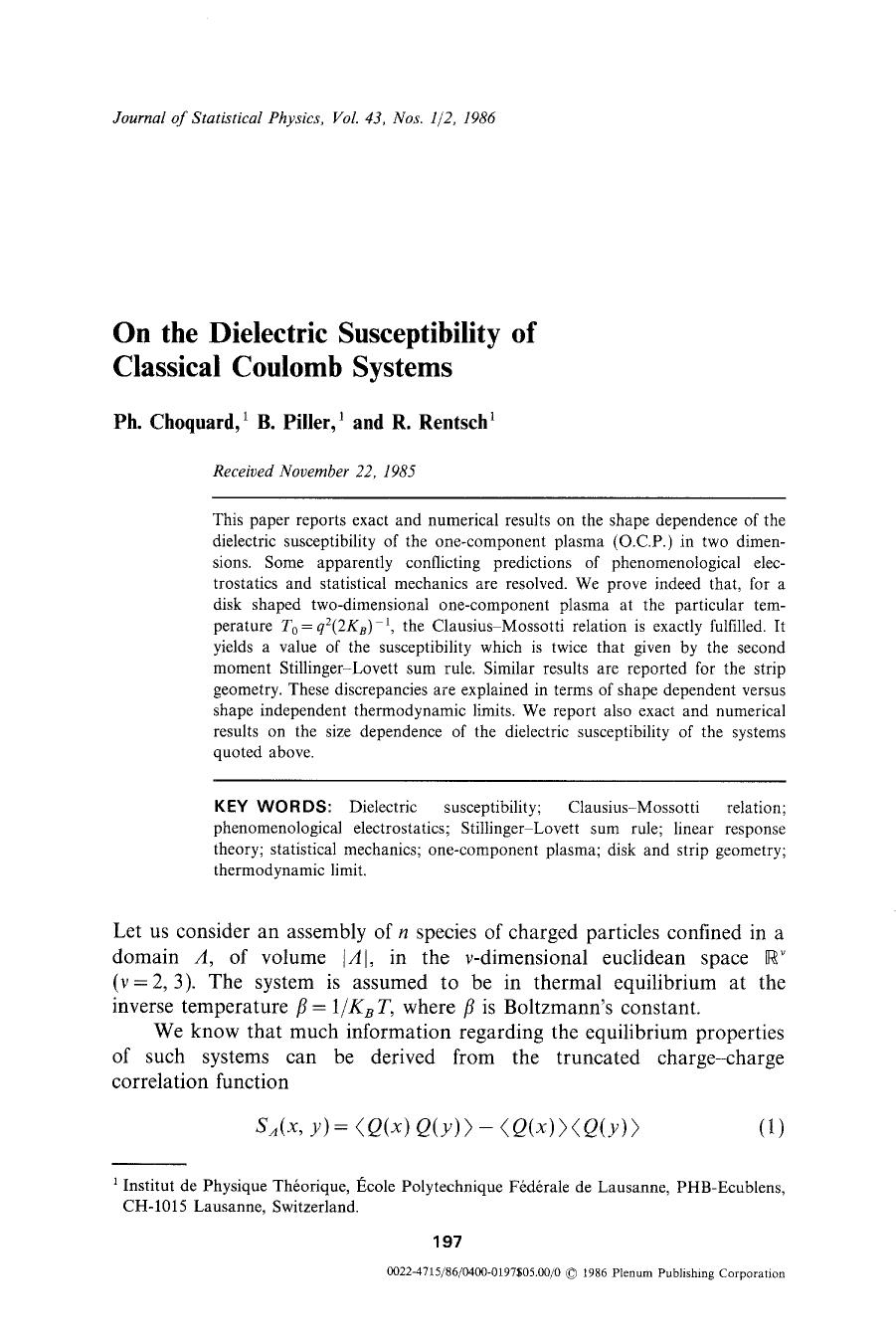 On the dielectric susceptibility of classical Coulomb systems by Unknown