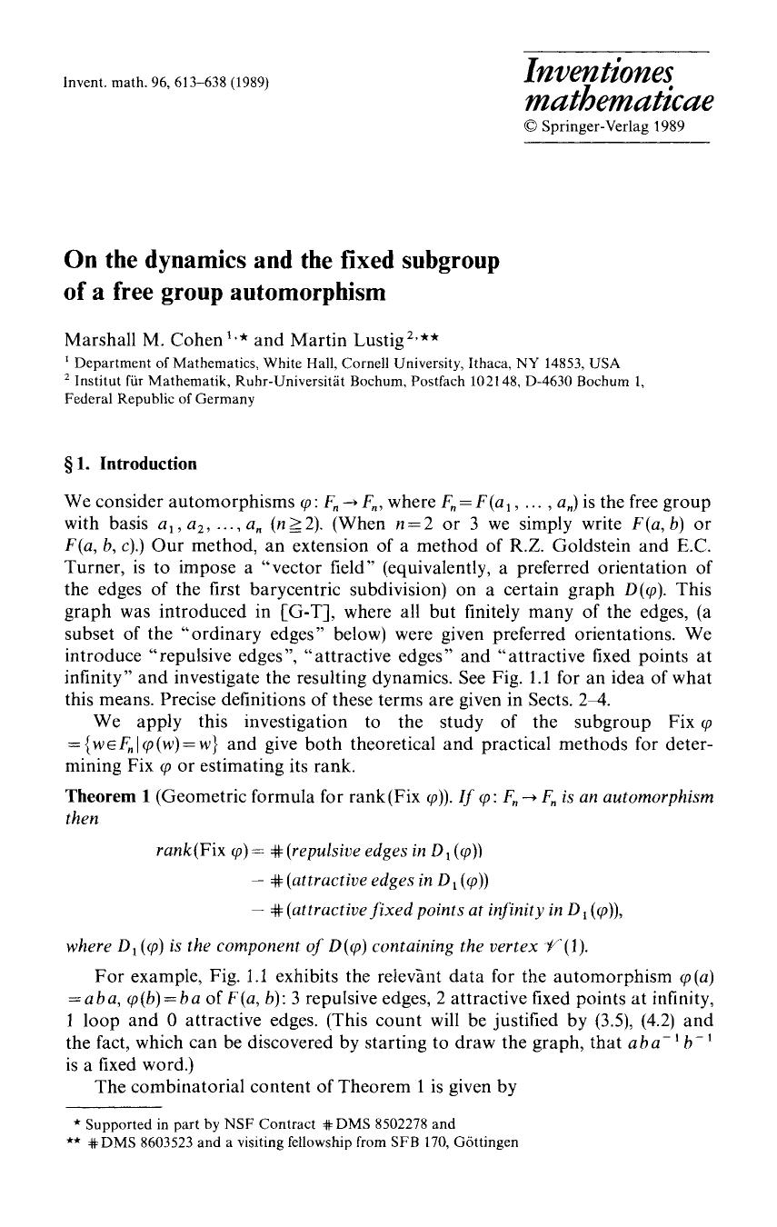 On the dynamics and the fixed subgroup of a free group automorphism by Unknown