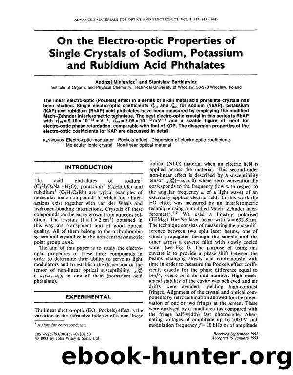 On the electro-optic properties of single crystals of sodium, potassium and rubidium acid phthalates by Unknown