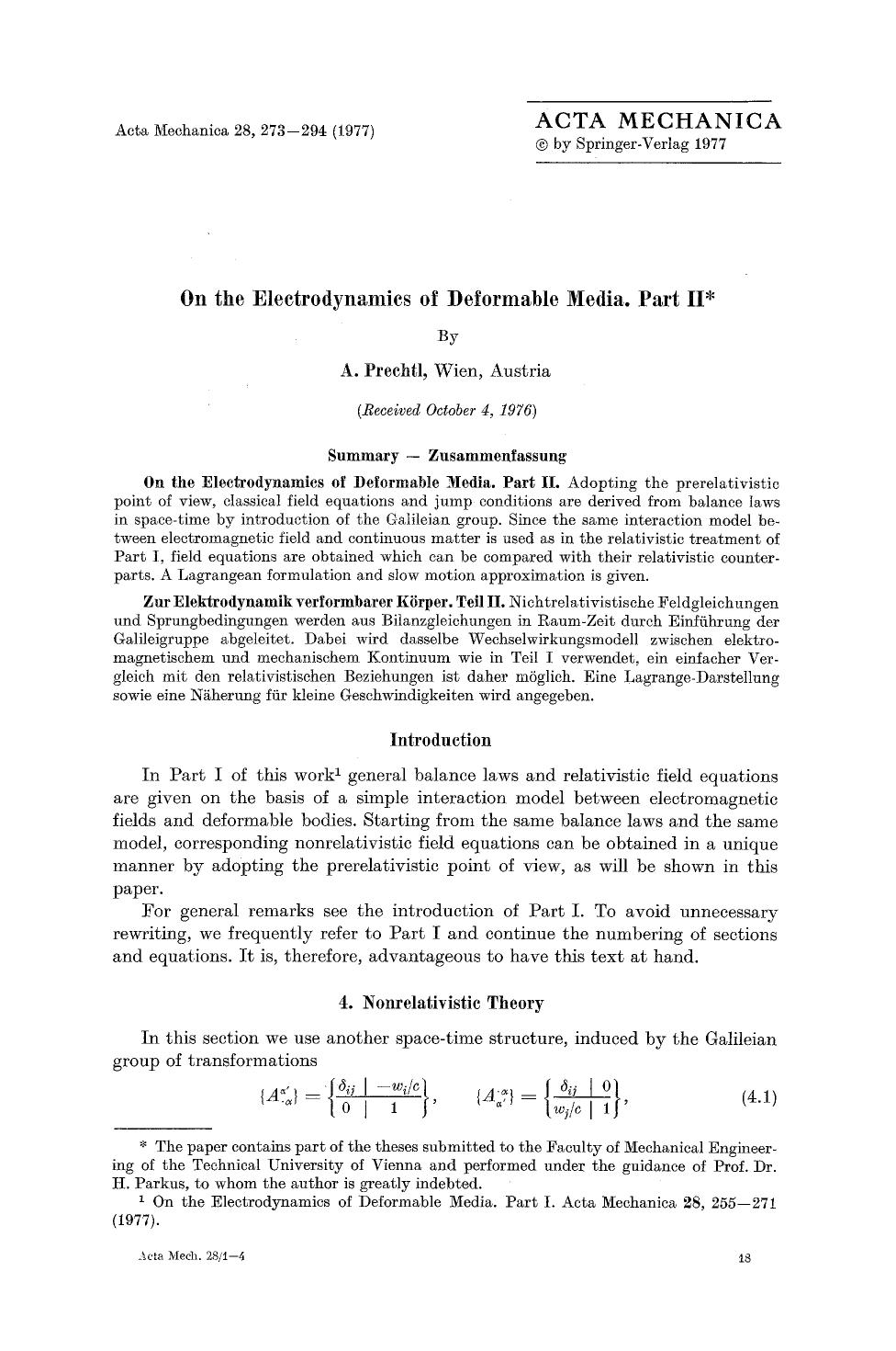 On the electrodynamics of deformable media. Part II by Unknown