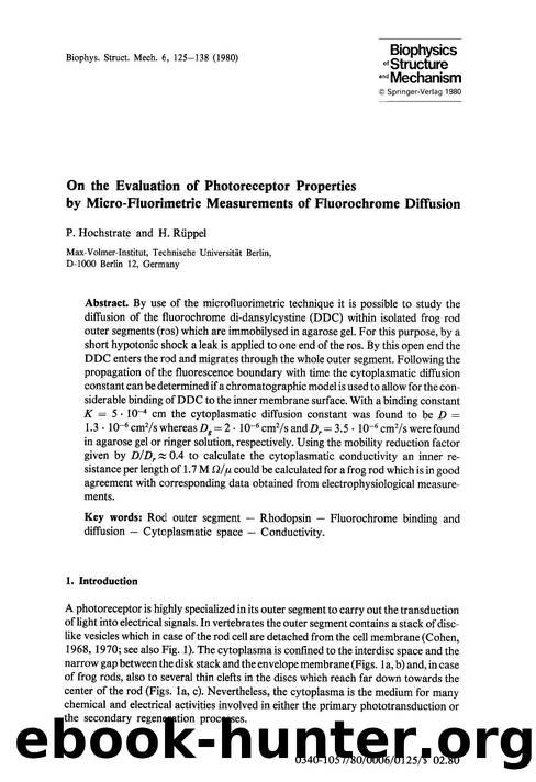 On the evaluation of photoreceptor properties by micro-fluorimetric measurements of fluorochrome diffusion by Unknown