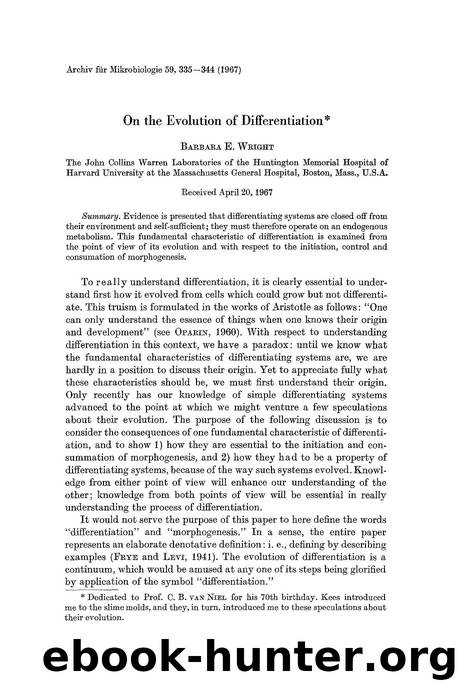 On the evolution of differentiation by Unknown