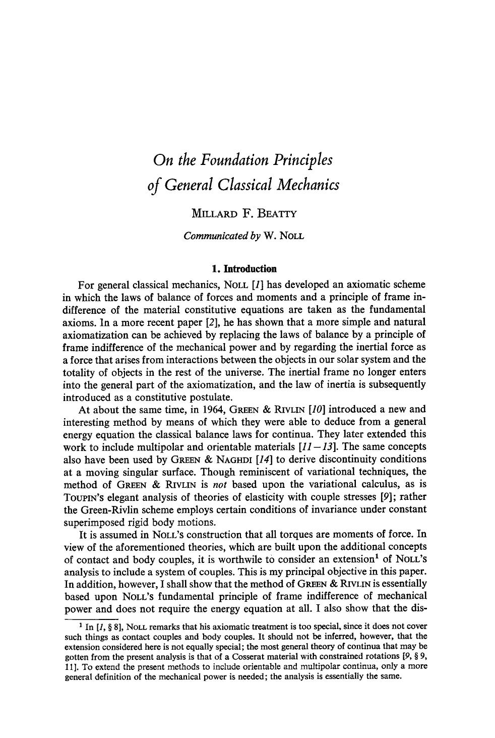 On the foundation principles of general classical mechanics by Unknown