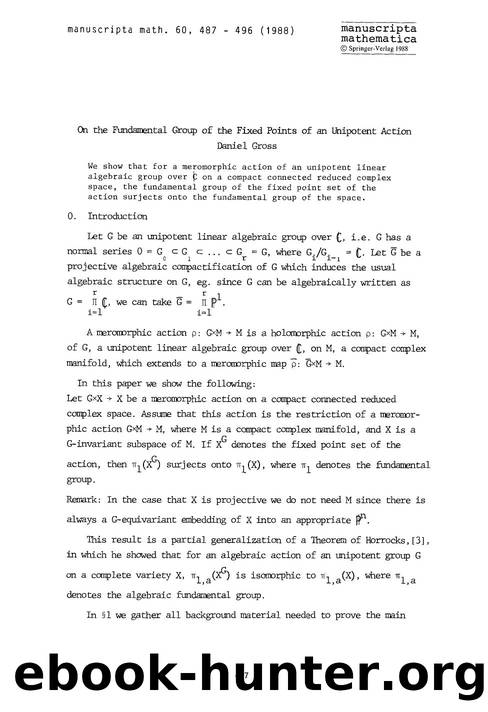 On the fundamental group of the fixed points of an uhipotent action by Unknown