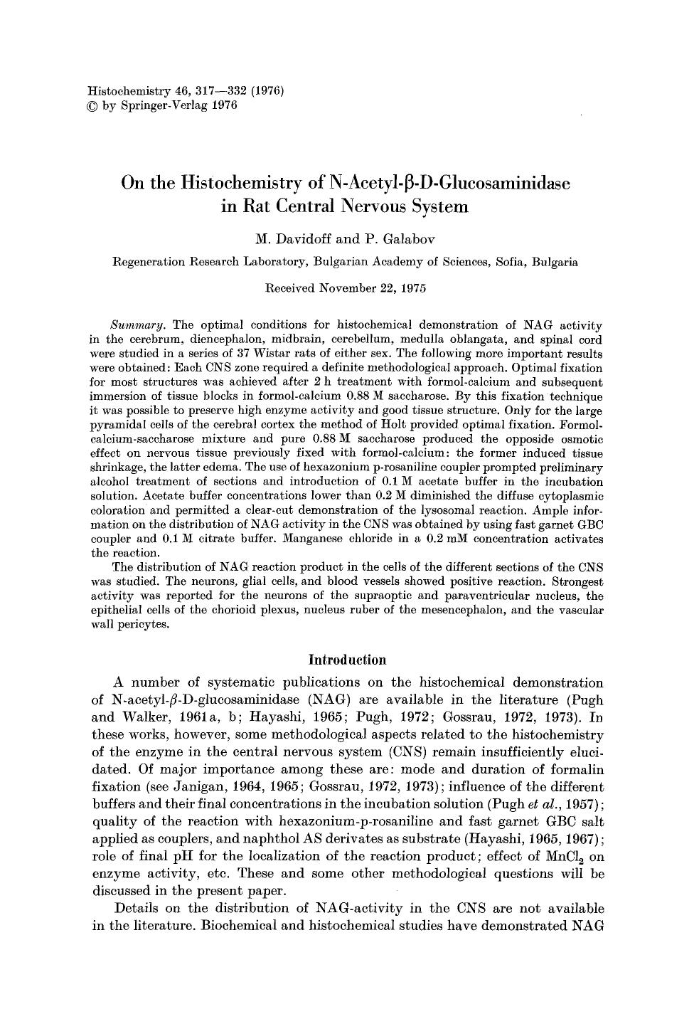 On the histochemistry of N-acetyl-β-D-glucosaminidase in rat central nervous system by Unknown
