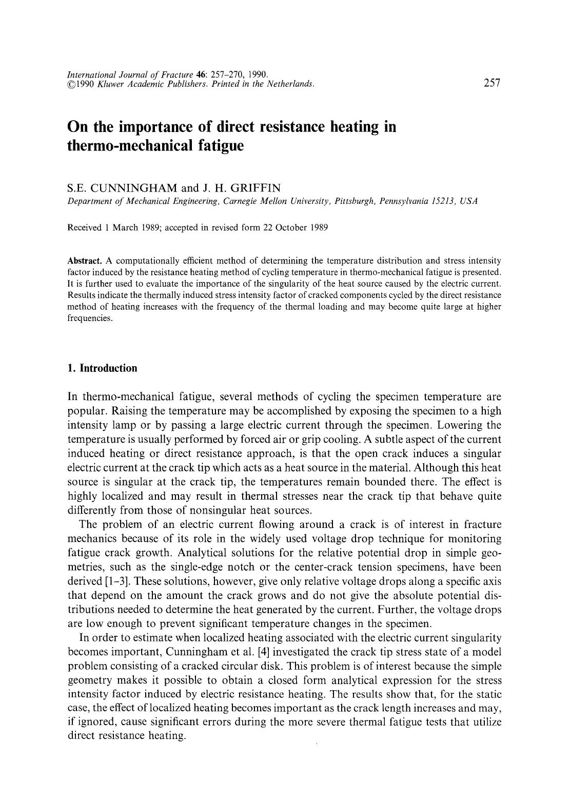 On the importance of direct resistance heating in thermo-mechanical fatigue by Unknown