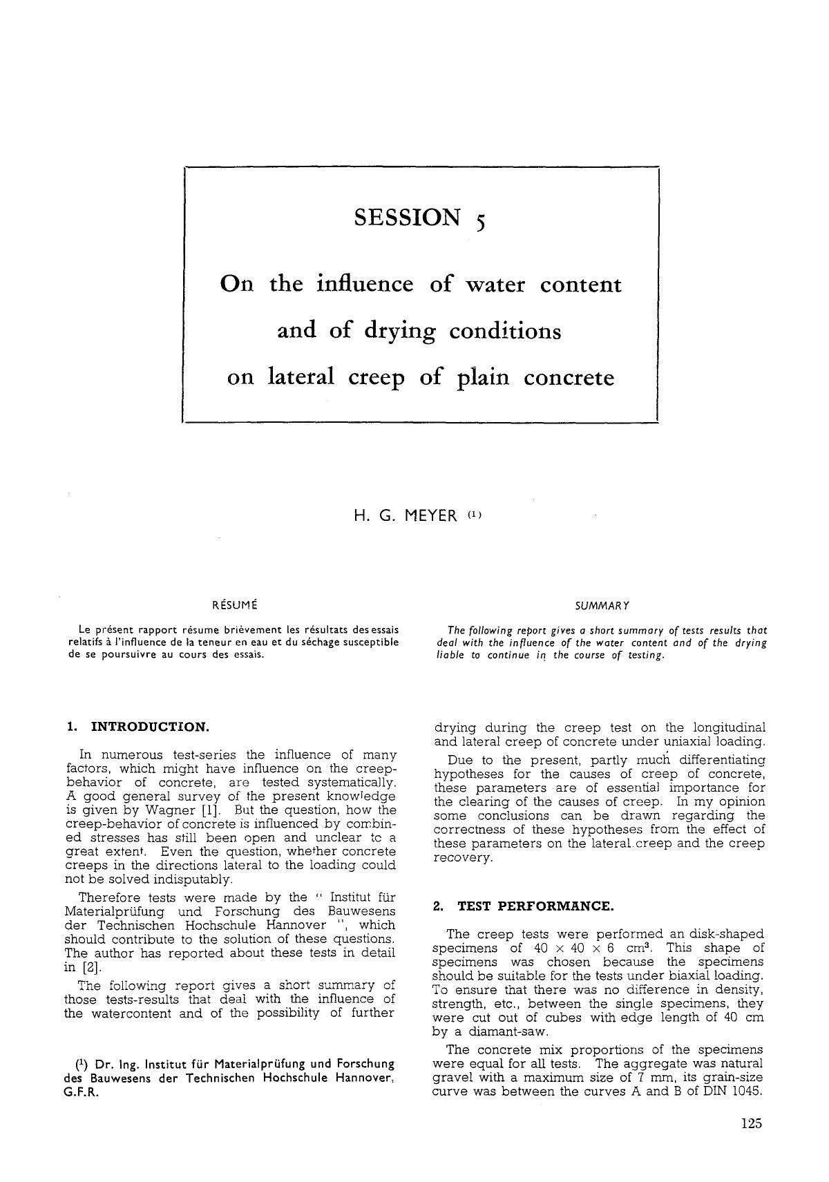 On the influence of water content and of drying conditions on lateral creep of plain concrete by Unknown