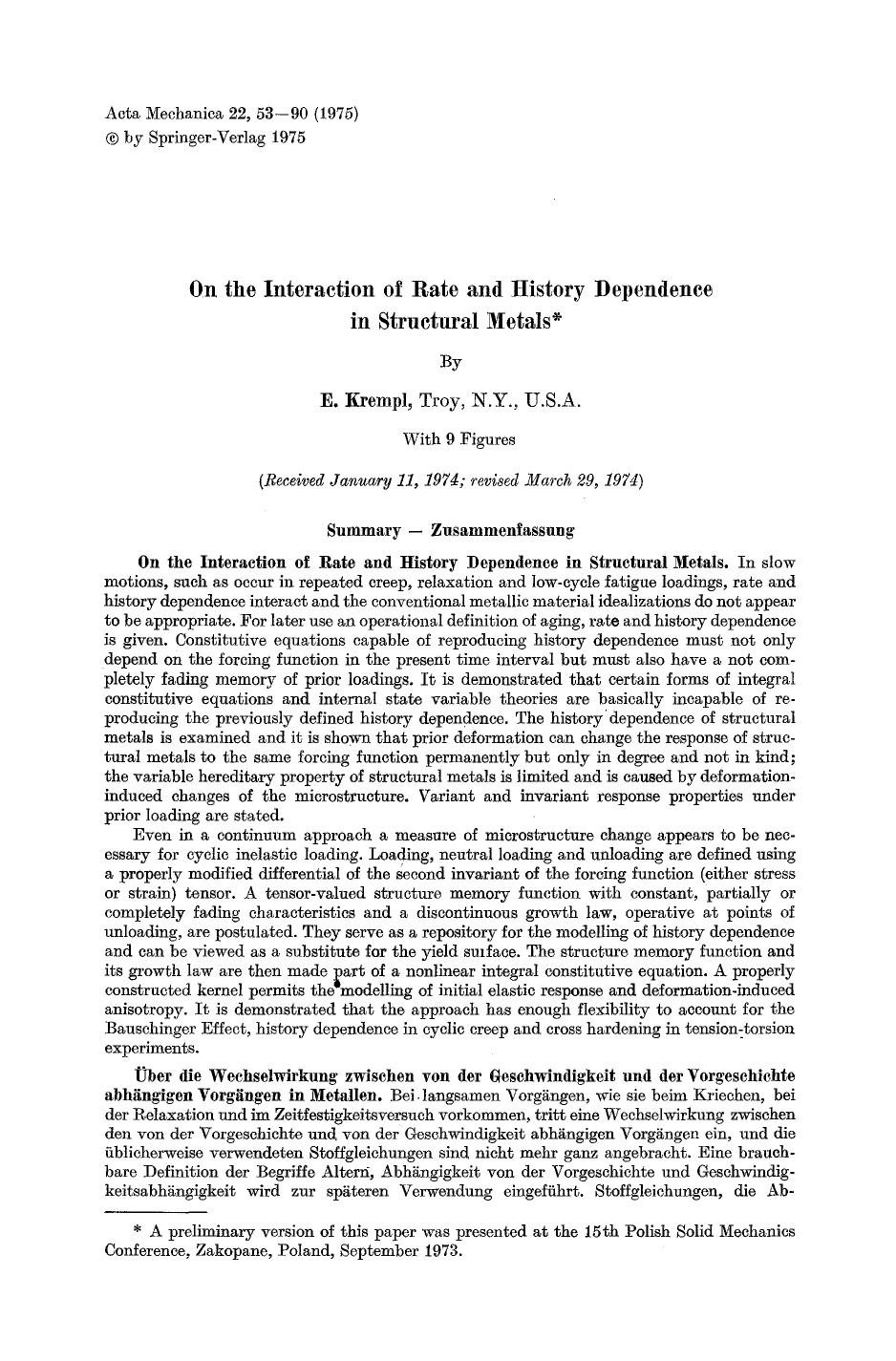 On the interaction of rate and history dependence in structural metals by Unknown