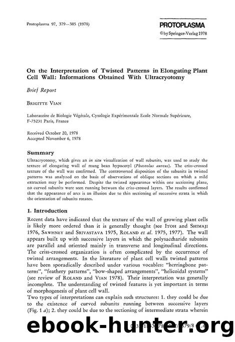 On the interpretation of twisted patterns in elongating plant cell wall: Informations obtained with ultracryotomy by Unknown